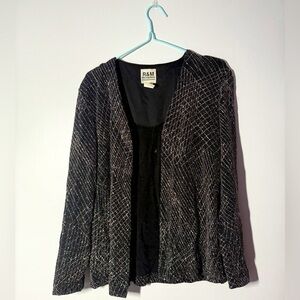 Vintage 90s R&M Richards Rainbow Glitter Black Jacket for Women Size 8